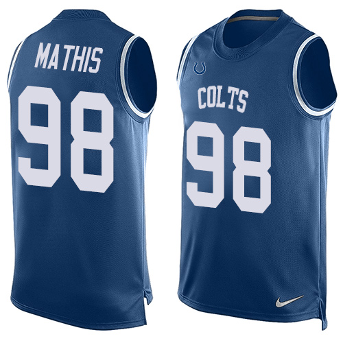 Men's Limited Robert Mathis Nike Jersey Royal Blue - #98 Player Name & Number Tank Top NFL Indianapolis Colts